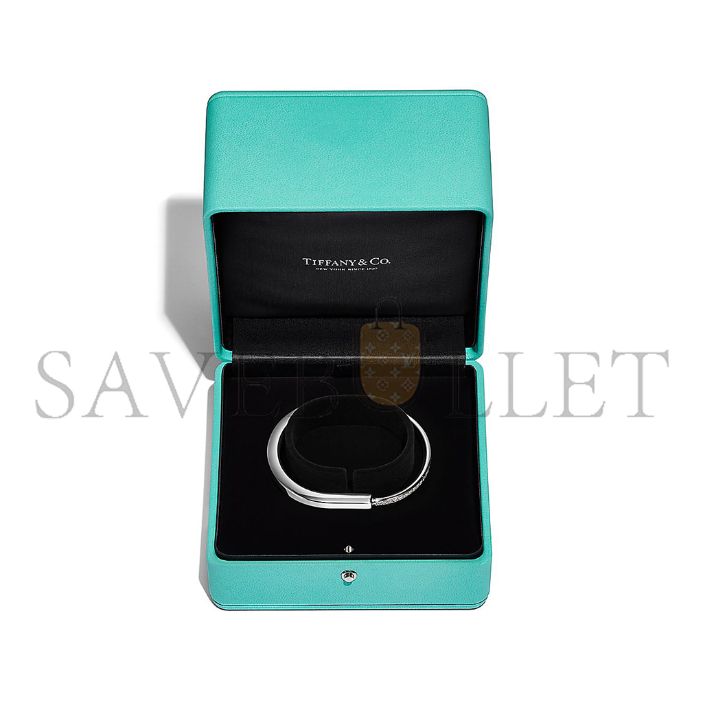 TIFFANY LOCK BANGLE IN WHITE GOLD WITH HALF PAVÉ DIAMONDS  70425300